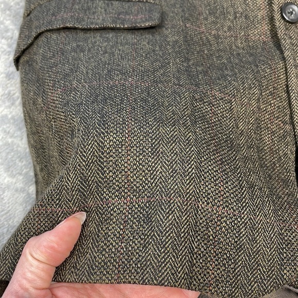 Oscar de la Renta Elbow Patch Sport Coat Blazer Wool Herringbone Plaid 44R - Picture 11 of 11